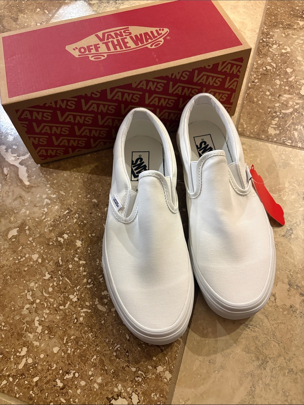 Vans White Classic Slip-On Canvas Sneakers